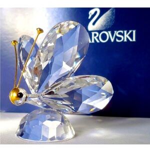 SWAROVSKI BUTTERFLY MINI V1 CRYSTAL TIPS ON GOLD ANTENNA, LARGE NOSE +Owl Gift